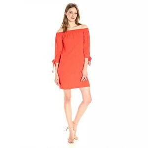 Vince camuto off the shoulder straight dress size 8 coral orange color